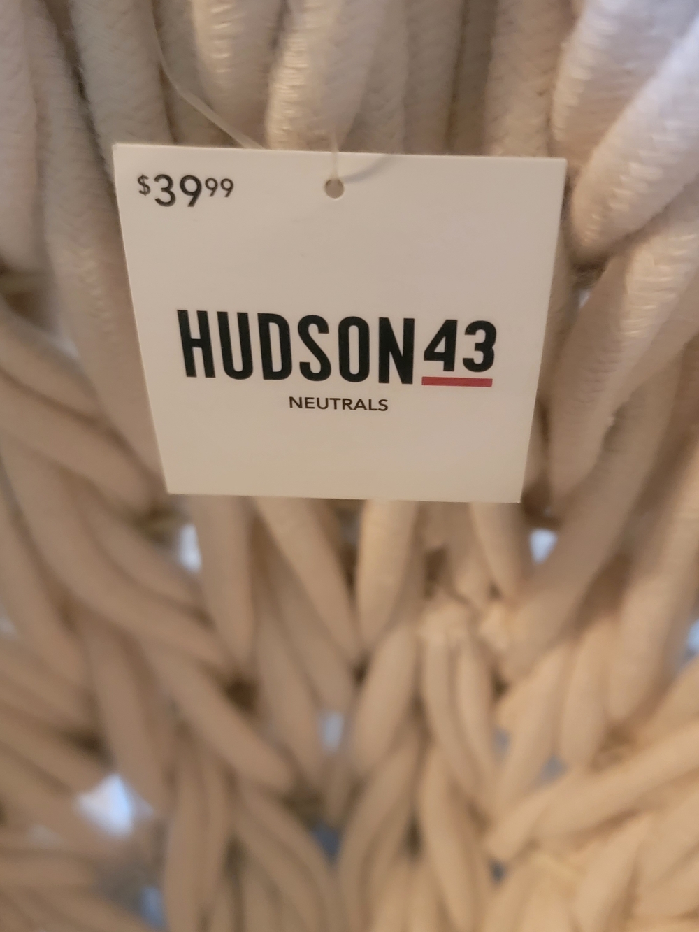 Hudson Cream Braided Cotton Storage Basket - Neutral Woven Bin - Picture 4 of 5